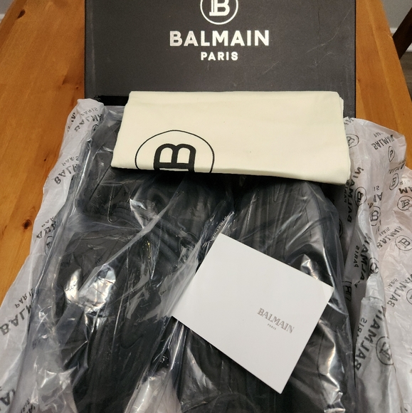 BALMAIN PARIS Unicorn Neoprene And Leather Sneakers ! COLOR : BLACK - Picture 8 of 11